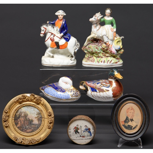 Appraisal: A Staffordshire porcelaneous flatback equestrian figure of Napoleon and another