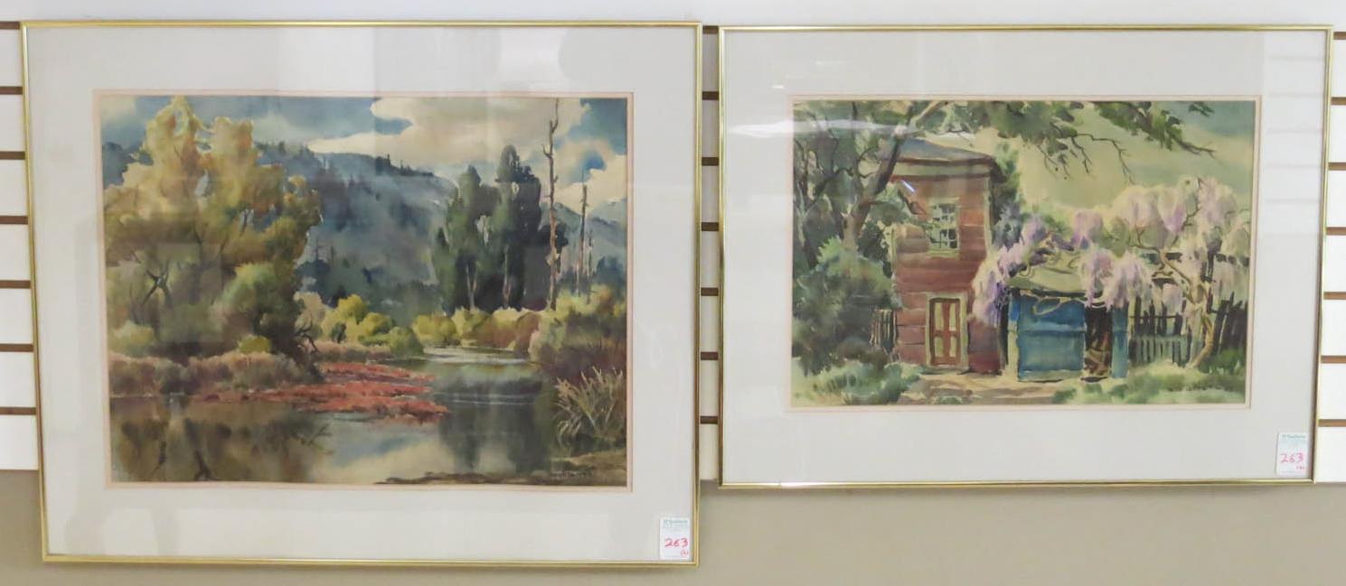 Appraisal: RALPH LEDESMA TWO WATERCOLORS ON PAPER California Hawaii - River