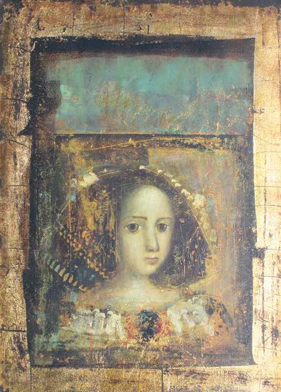 Appraisal: BERBER Mersad Yugoslavia - Young Child Mixed Media With Foil