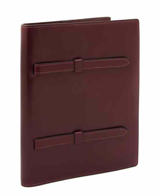 Appraisal: A Hermes Burgundy Calf Leather Notebook Stamped Hermes x cm