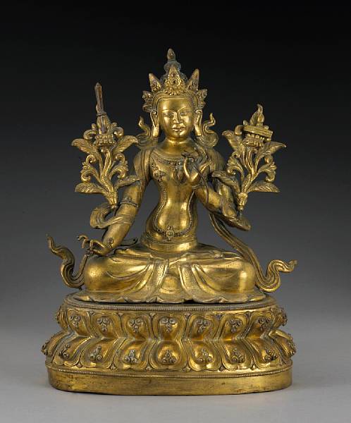 Appraisal: A fine and large Sino-Tibetan bronze figure of Manjusri th