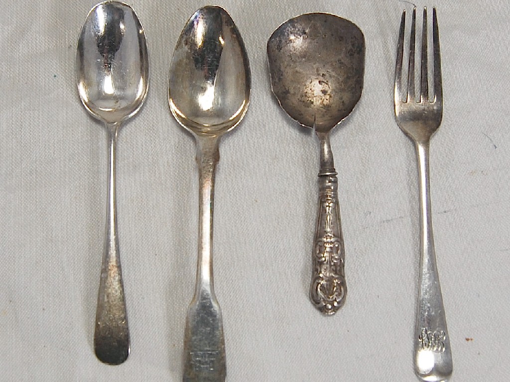 Appraisal: Mixed lot of silver including child's fork two teaspoons and