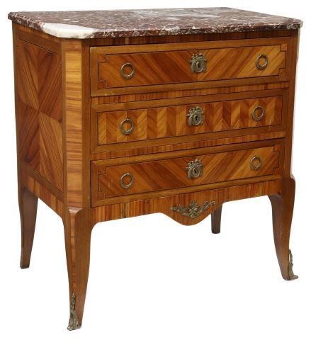 Appraisal: French Louis XV style marble-top commode early th c case