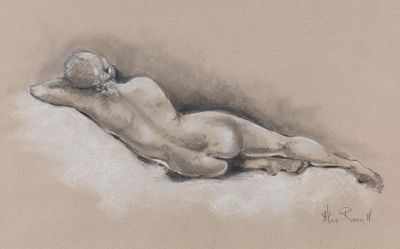 Appraisal: Alice Russell American th Century Nude Charcoal with white highlighting