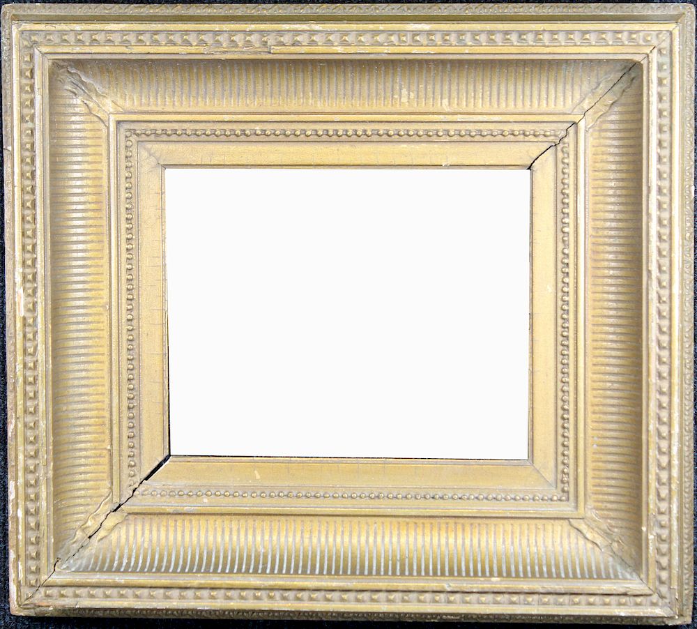 Appraisal: American Gilt Carved Fluted Cove Frame American Gilt Carved Fluted