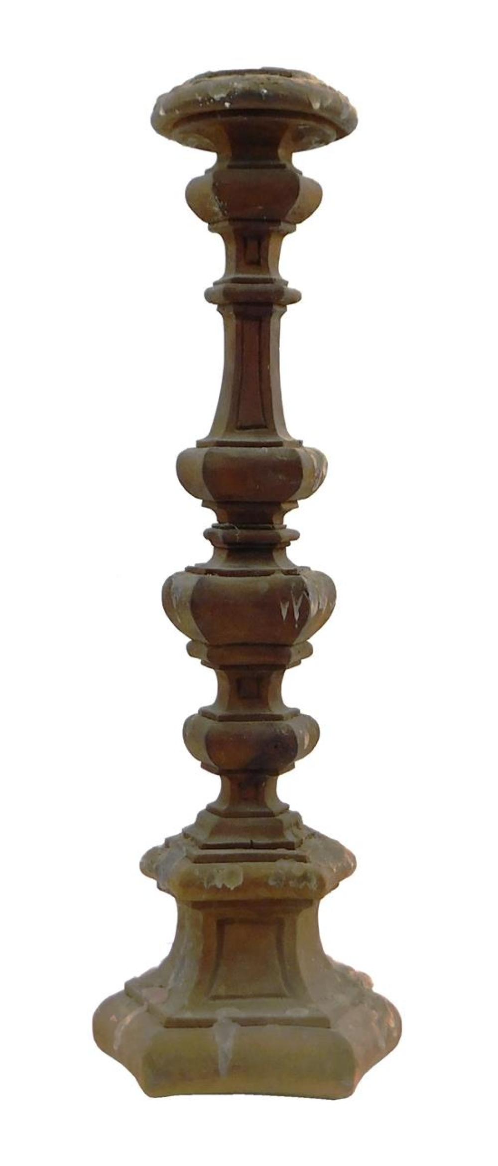 Appraisal: Wood candlestick Continental th th C Baroque form with carved