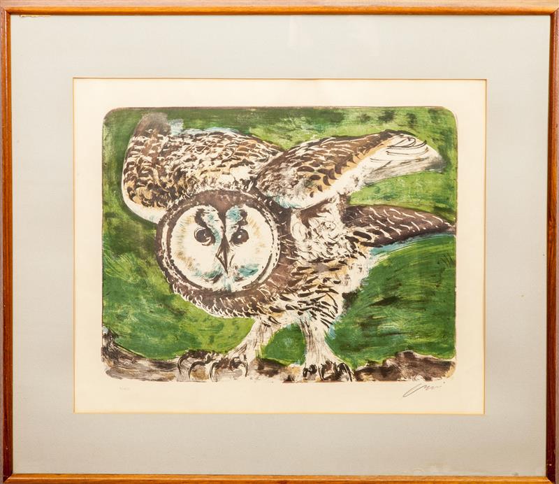 Appraisal: Hans Erni - Untitled Owl Lithograph in colors on wove