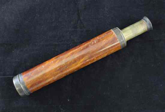 Appraisal: A th century Irish mahogany and brass three draw telescope