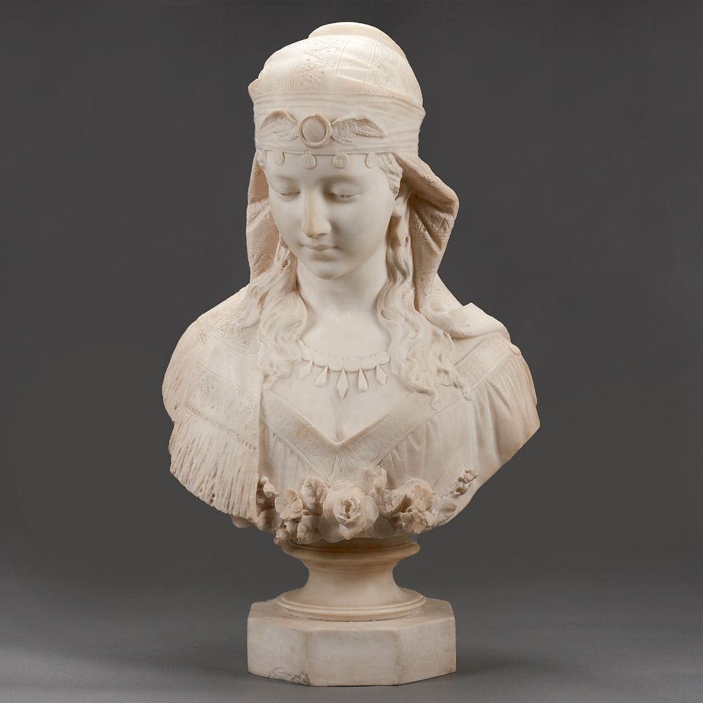 Appraisal: Ferdinando Vichi Egyptian Revival Carved Italian Alabaster Bust Ferdinando Vichi