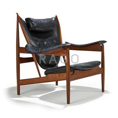 Appraisal: FINN JUHL NIELS VODDER Chieftain Chair Denmark Teak leather leatherette