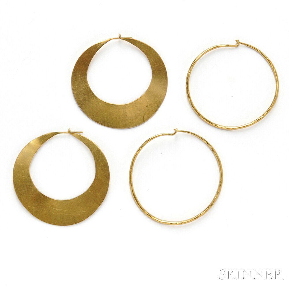 Appraisal: Two Pairs of kt Gold Earrings Adelline a pair of