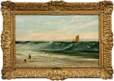 Appraisal: Painting signed A Musin titled on frame plate Incoming Tide