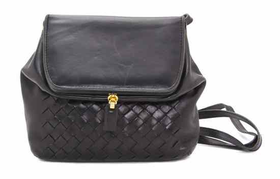 Appraisal: A Bottega Veneta Black Leather Woven Bait Purse Labeled Bottega