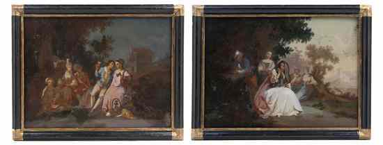 Appraisal: A Group of Two Reverse Paintings on Glass depicting th