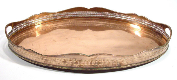 Appraisal: Oval silver plated copper two handled gallery tray cm in