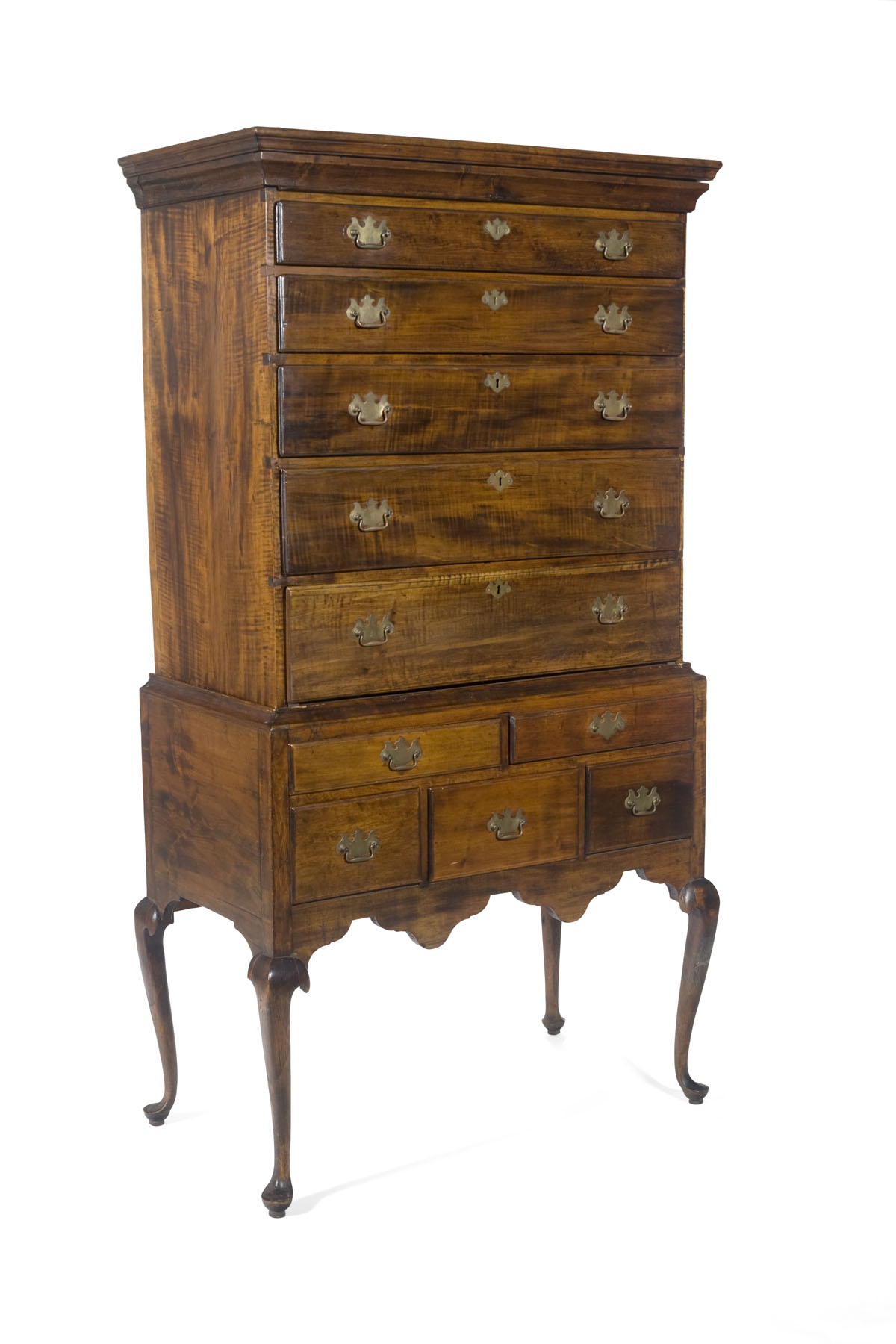 Appraisal: EARLY QUEEN ANNE MAPLE HIGHBOY WITH SHAPED APRON Height inches