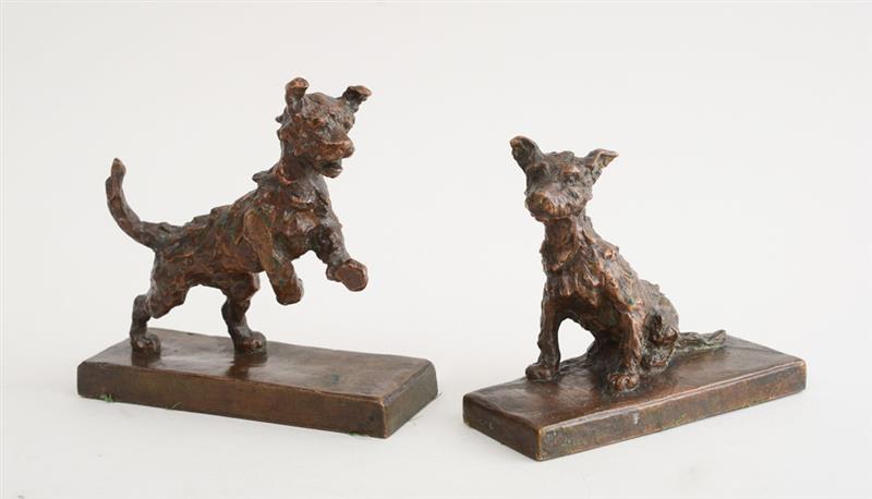 Appraisal: EDITH PARSON - PUPPIES Two bronzes with brown patina c