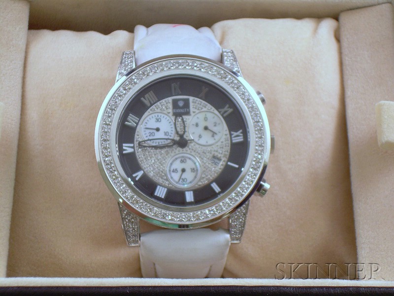 Appraisal: Gentleman's Rayalty Wristwatch set with diamonds and three mother-of-pearl subdials