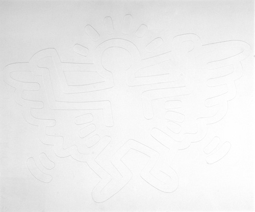 Appraisal: Keith Haring American - Angel from White Icons Embossing on