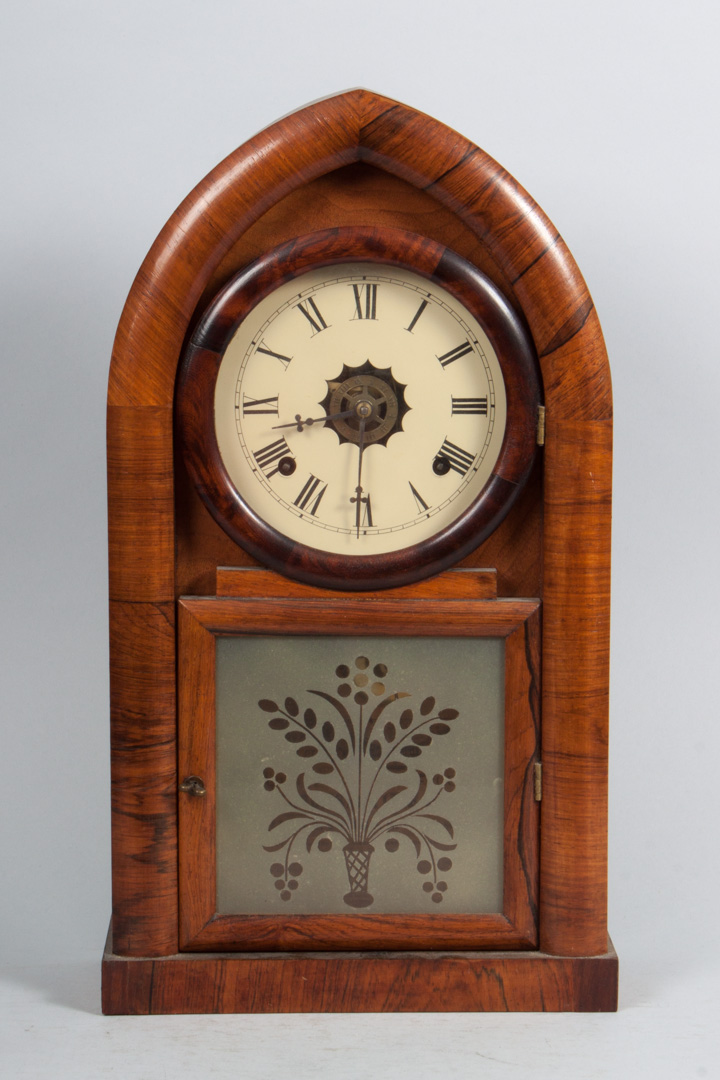 Appraisal: Waterbury rosewood kitchen clock fourth quarter- th century steeple form