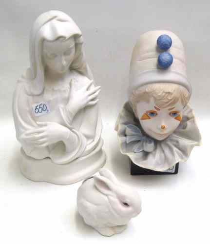 Appraisal: THREE ASSORTED BOEHM CYBIS PORCELAIN FIGURES Boehm bust of the