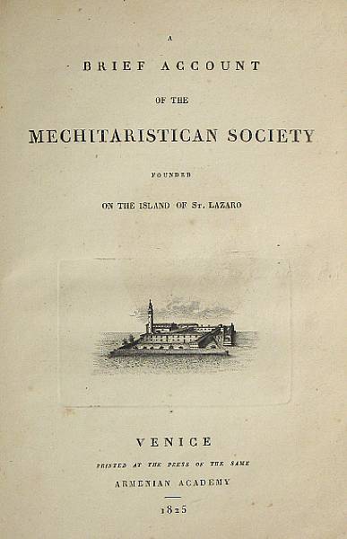 Appraisal: ARMENIA Brief Account of the Mechitaristican Society Venice Printed at