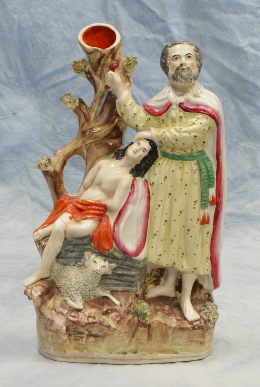 Appraisal: Staffordshire figural spill vase Sacrifice of Isaac craquelure some discoloration