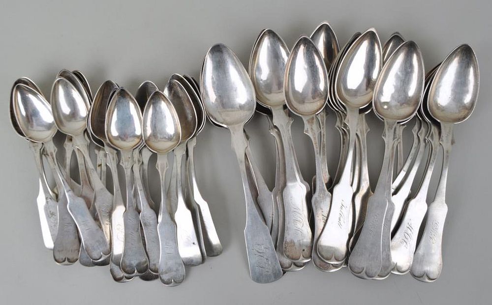 Appraisal: Group Forty Seven Coin Silver Spoons stamped by various makers