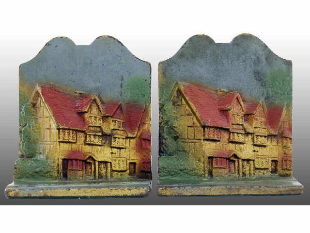 Appraisal: Shakespeare's House Cast Iron Bookends Description Numbered Signed on front