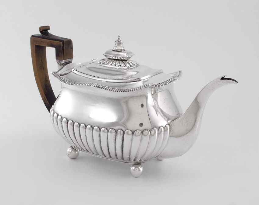 Appraisal: SOLOMON HOUGHAM ENGLISH STERLING SILVER TEAPOT London hallmark SH most