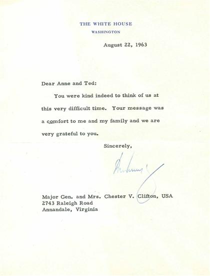 Appraisal: piece Typed Letter Signed Kennedy John F Washington Aug to