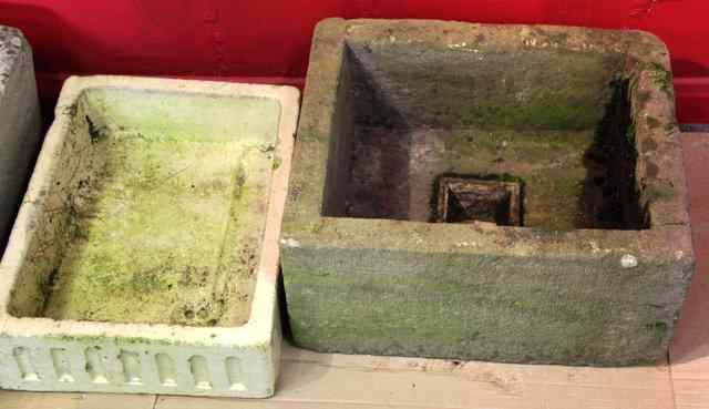 Appraisal: Two rectangular stone troughs cm and cm and and a