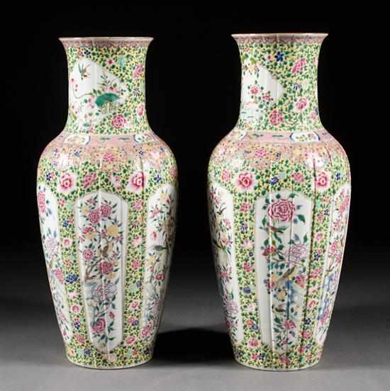 Appraisal: Pair of Chinese Export Famille Rose porcelain palace vases th