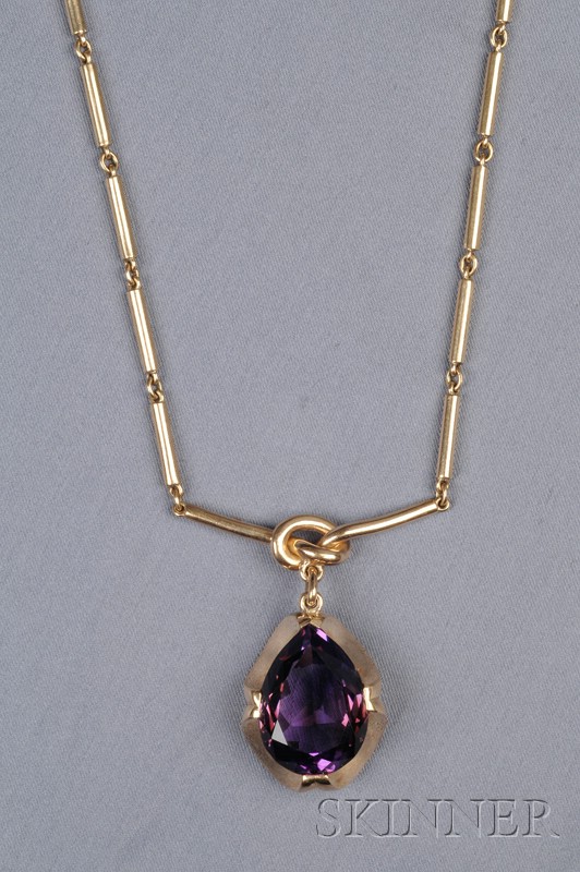 Appraisal: kt Gold and Purple Paste Necklace Antonio Pineda set with