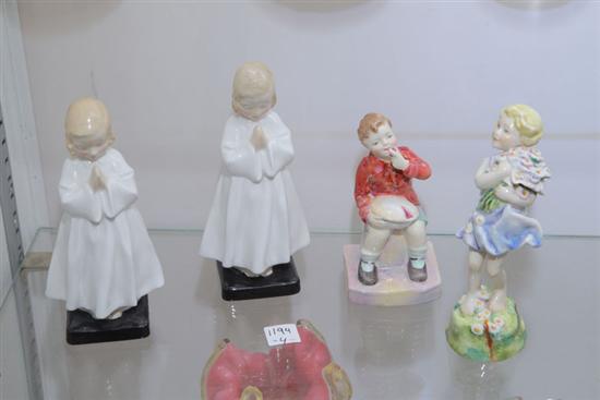 Appraisal: GROUP OF THREE ROYAL DOULTON FIGURINES AND ONE ROYAL WORCESTER