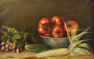 Appraisal: Simon P Shafer American th Century Still Life of Vegetables