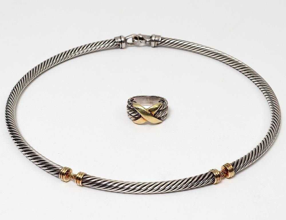 Appraisal: DAVID YURMAN FOURTEEN KARAT YELLOW GOLD AND STERLING SILVER NECKLACE