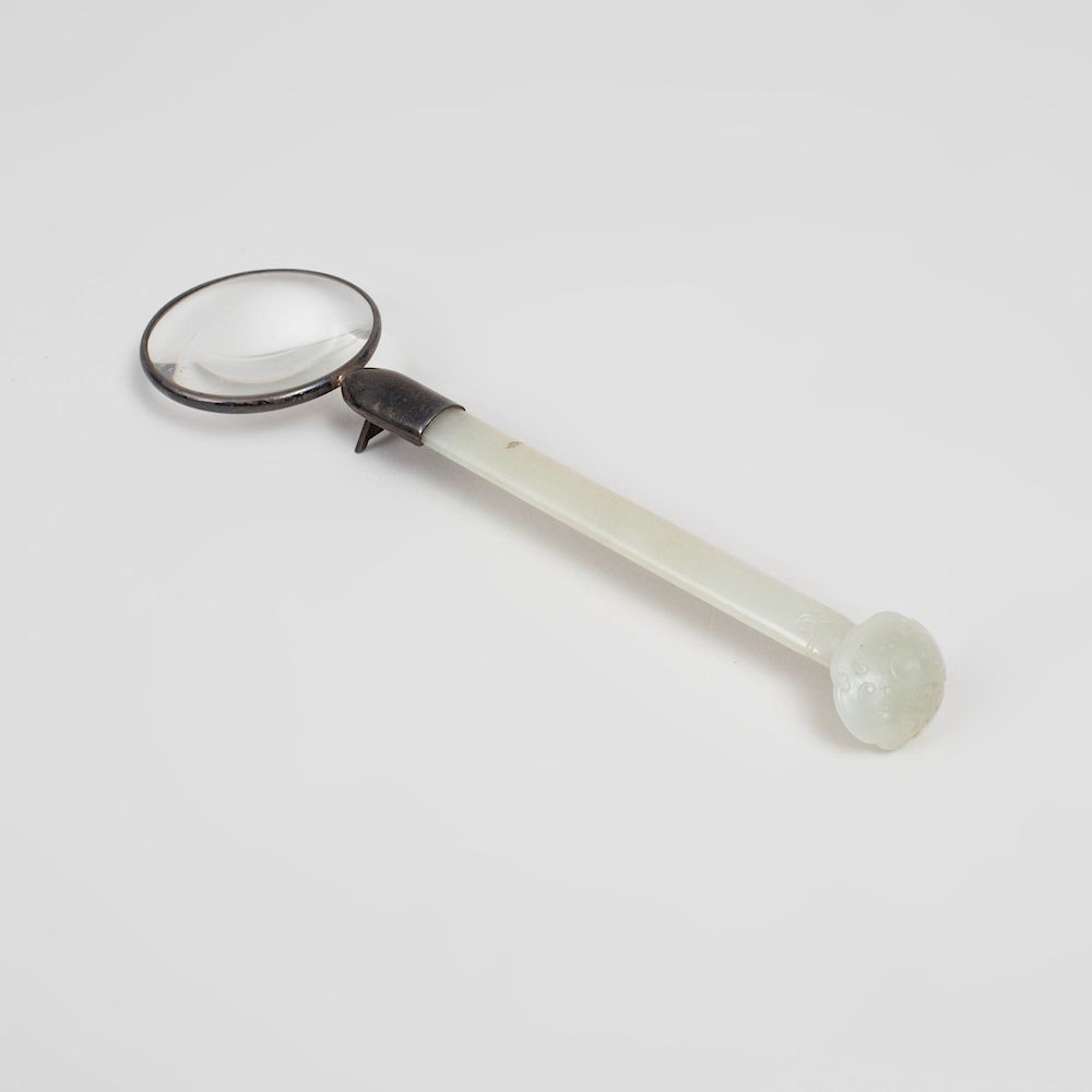 Appraisal: Chinese Jade-Mounted Magnifying Glass in long From a New York