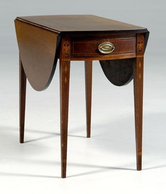 Appraisal: Federal style inlaid Pembroke table mahogany with dovetailed drawer eagle