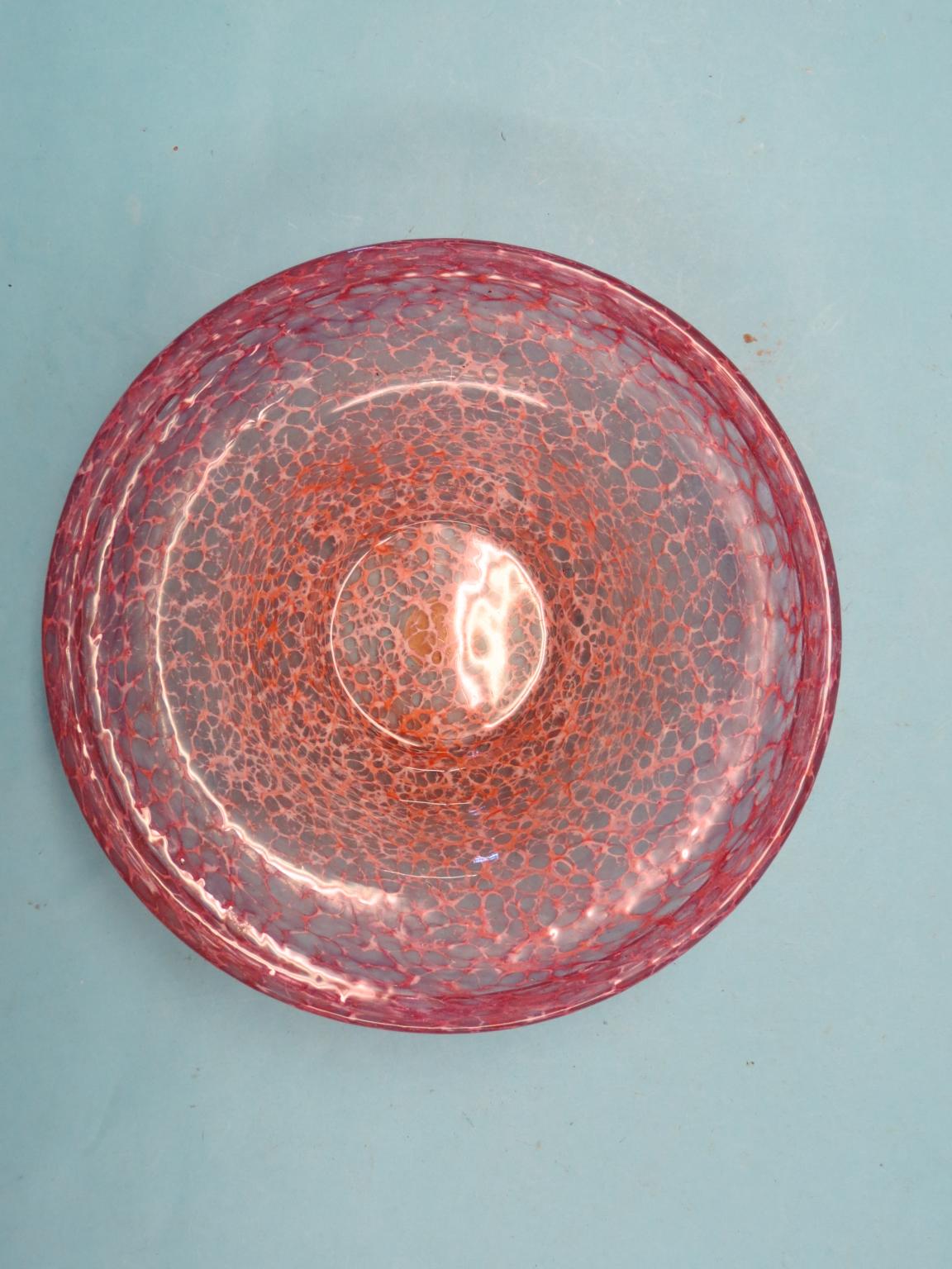 Appraisal: A Monart pink and cream glass bowl with folded rim