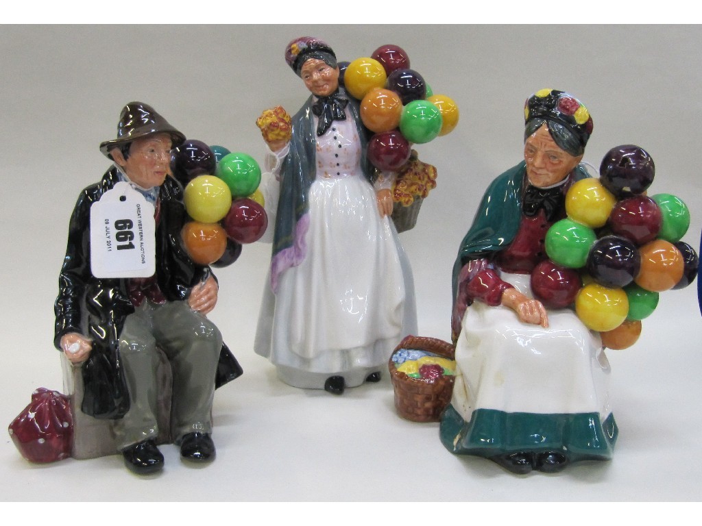 Appraisal: Three Royal Doulton figures including The Balloon Man HN def