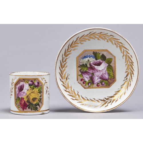 Appraisal: A Mansfield decorated English porcelain coffee can and saucer c