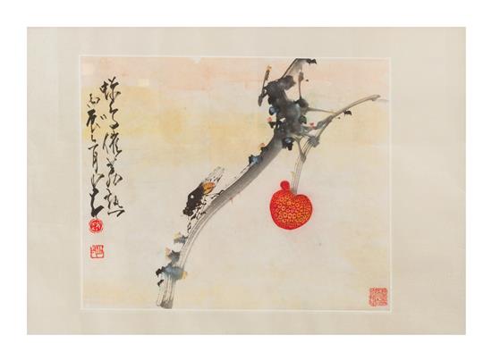 Appraisal: Sale Lot Zhao Shao'ang - Cicada and Lychee Branch ink