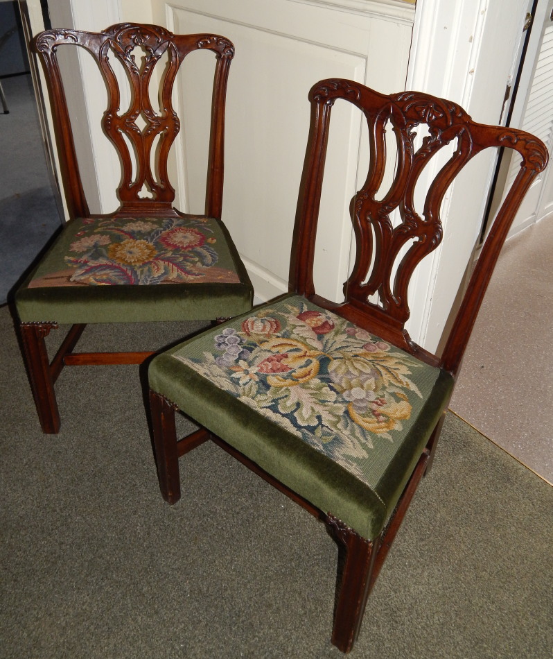 Appraisal: A pair of George III mahogany side chairs with a