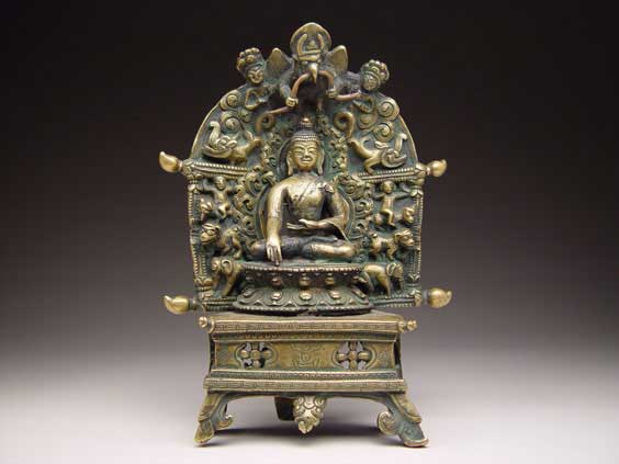 Appraisal: SINO-TIBETAN GILT BRONZE BUDDHA Sino-Tibetan gilt bronze Buddha seated on