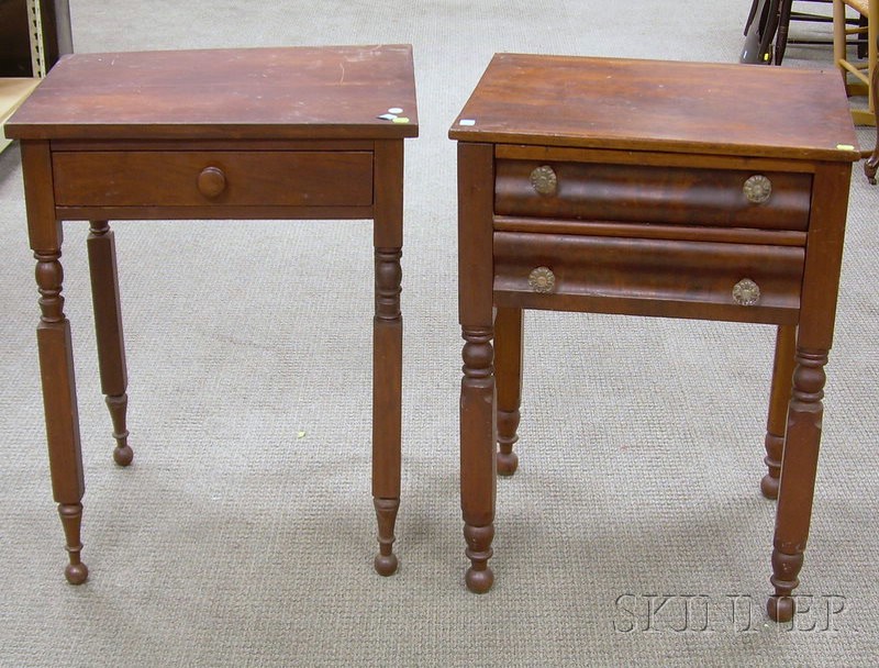 Appraisal: Two Classical Cherry Work Stands with one and two drawers