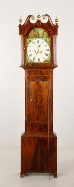 Appraisal: - th C Figured Mahogany Tall Clock th century tall