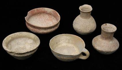 Appraisal: Five Persian Terracotta Vessels