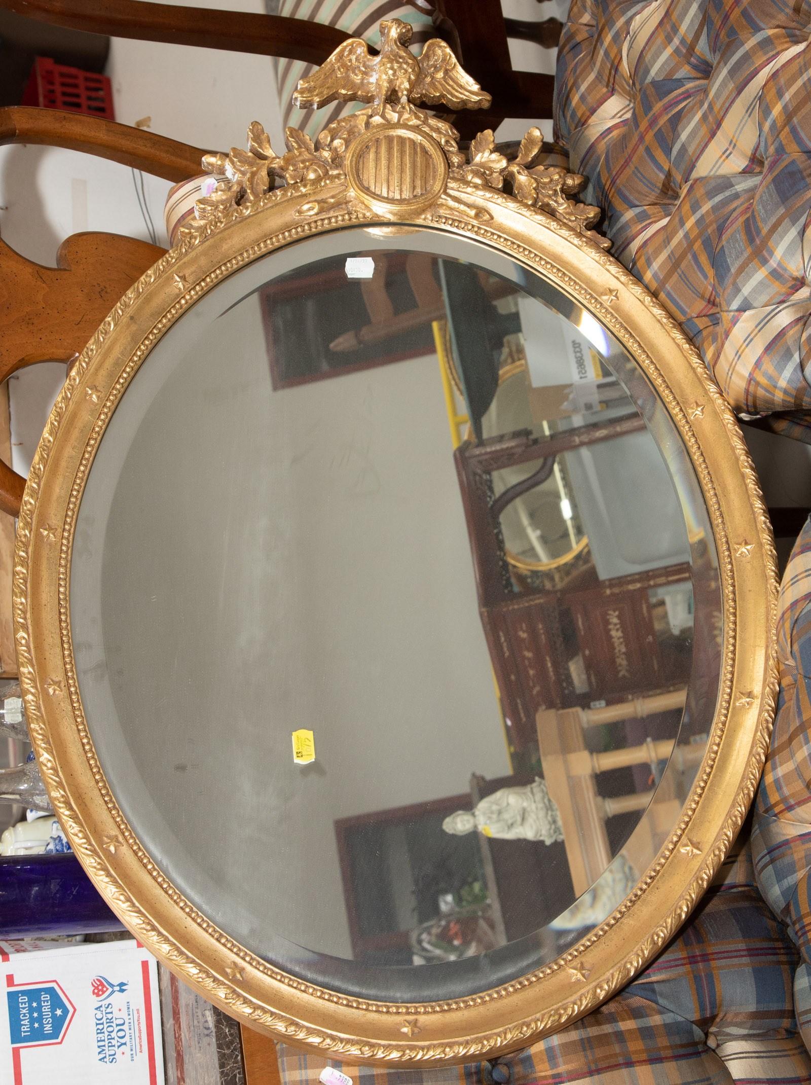 Appraisal: FEDERAL STYLE MIRROR WITH PATRIOTIC MOTIF in H in W