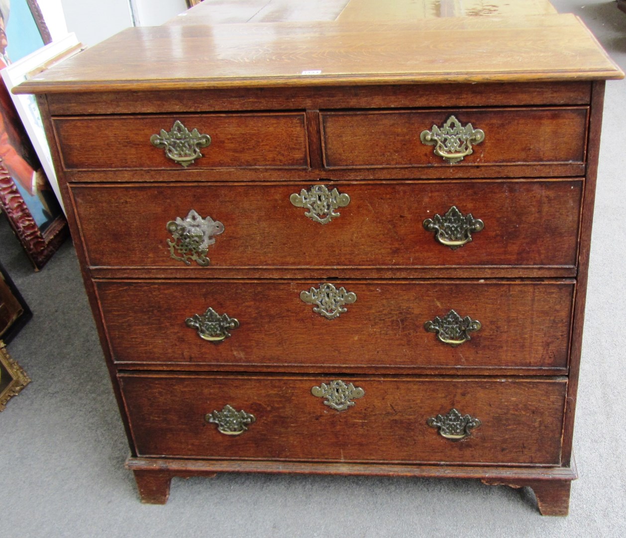 Appraisal: An th century oak chest of two short and three